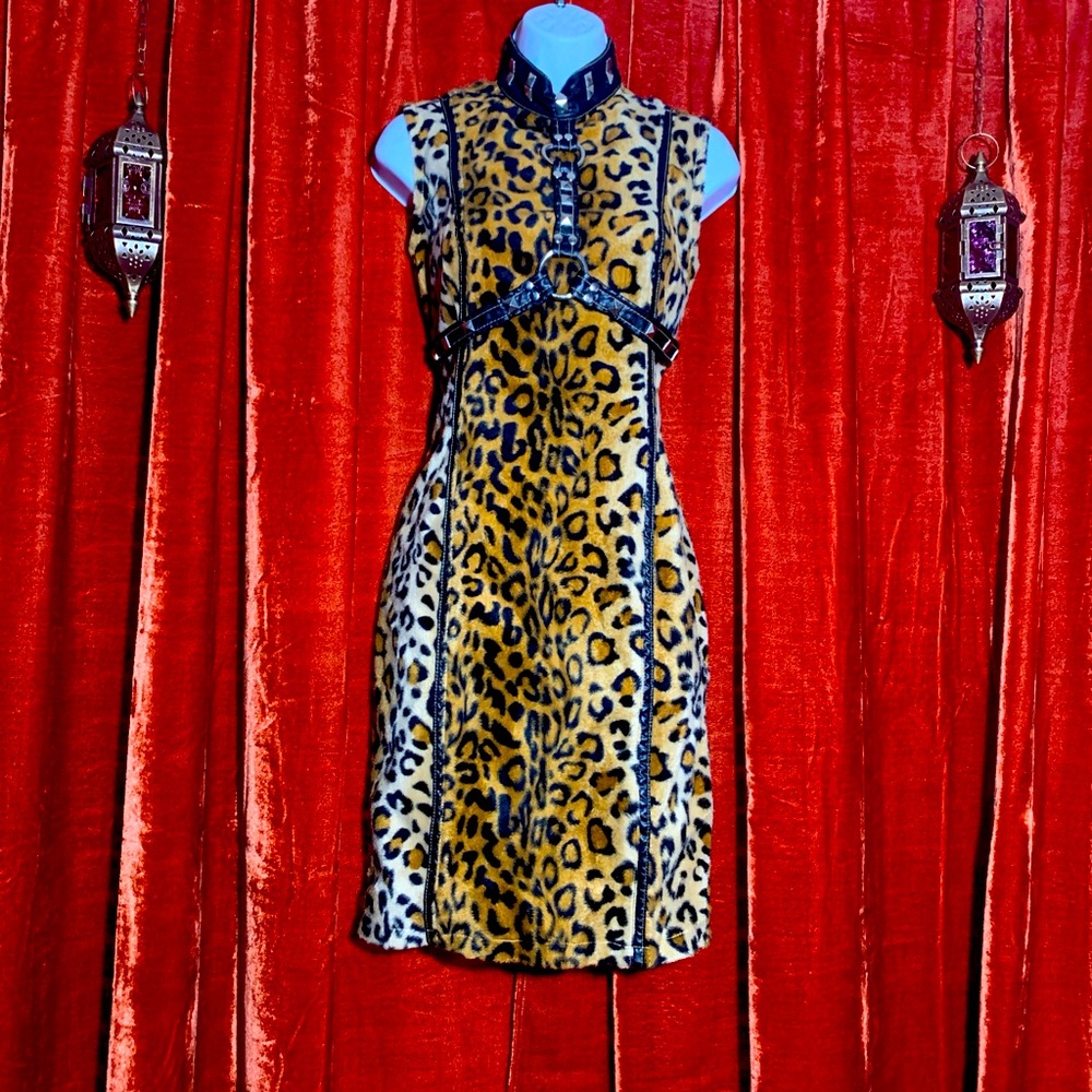 SOLD ELSEWHERE Punk leopard pinup bondage dress 2000 era brand lip service